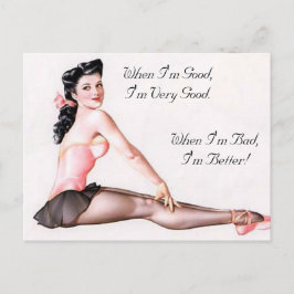 Vintage Naughty Ballerina Pin Up Girl Vykort
