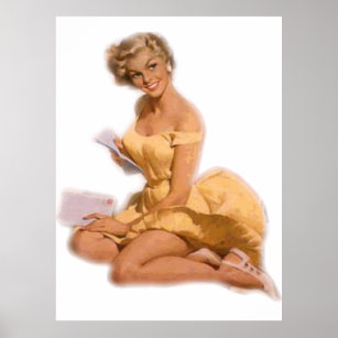 Vintage Naughty Classic Blonde Pin Up Girl Poster