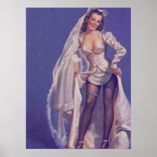 Vintage Naughty Pin Up Bride Poster