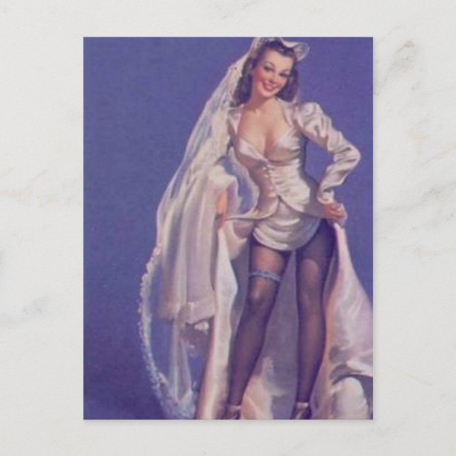 Vintage Naughty Pin Up Bride Vykort (Framsida)