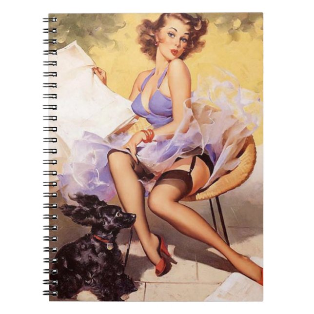 Vintage Naughty Violet Pin Up Anteckningsbok Med Spiral (Framsidan)