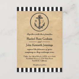 Vintage Nautical Anchor - 3 x 5 bröllopsinbjudan Inbjudningar