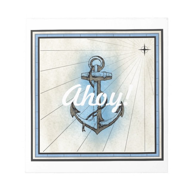 Vintage Nautical Anchor Anteckningsblock (Framsida)
