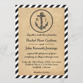 Vintage Nautical Anchor - bröllopsinbjudan Inbjudningar