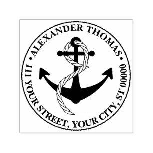 Vintage Nautical Anchor Frakt Namn Returadress Självfärgande Stämpel