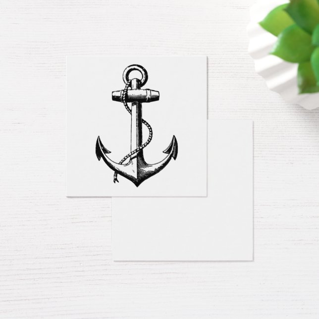 Vintage Nautical Anchor Illustration Fyrkantigt Visitkort (Skivbord)