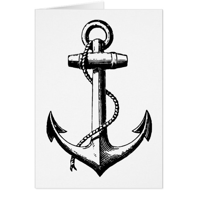Vintage Nautical Anchor Illustration Hälsningskort (Framsidan)