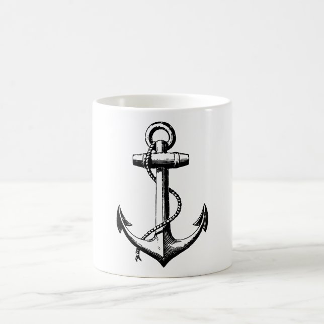 Vintage Nautical Anchor Illustration Kaffemugg (Center)