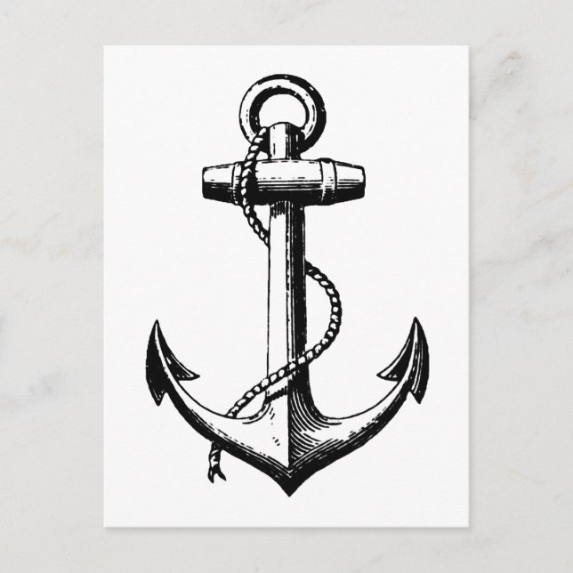 Vintage Nautical Anchor Illustration Vykort (Framsida)