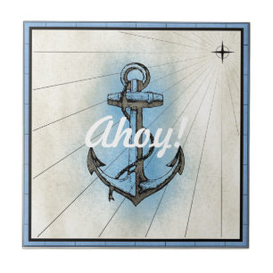 Vintage Nautical Anchor Kakelplatta