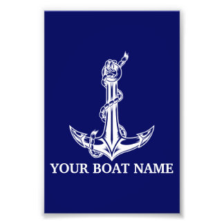 Vintage Nautical Anchor Rope Boat Namn Fototryck
