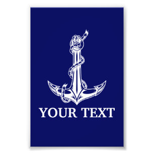 Vintage Nautical Anchor Rope Boat Namn Fototryck