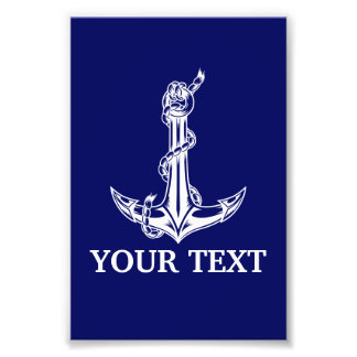 Vintage Nautical Anchor Rope Boat Namn Fototryck