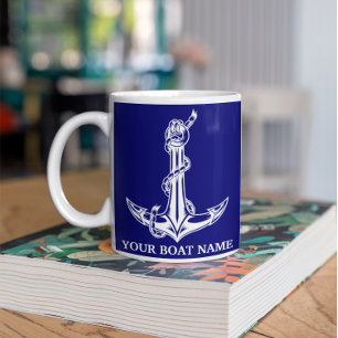 Vintage Nautical Anchor Rope Boat Namn Kaffemugg