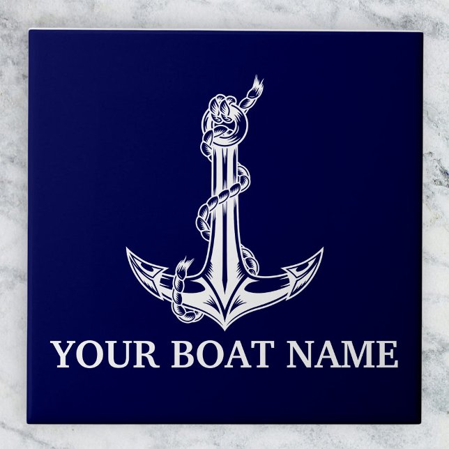 Vintage Nautical Anchor Rope Boat Namn Kakelplatta (Skapare uppladdad)