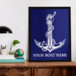 Vintage Nautical Anchor Rope Boat Namn Poster<br><div class="desc">Vintage Nautical Anchor Rope Boat Namn Design for Boat Älskare.</div>