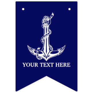 Vintage Nautical Anchor Rope Boat Namn Vimplar