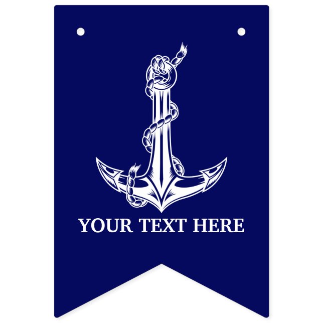 Vintage Nautical Anchor Rope Boat Namn Vimplar (Första flaggan)