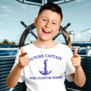 Vintage Nautical Anchor Rope Future Kapten Namn T Shirt