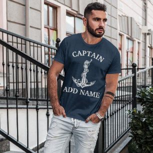 Vintage Nautical Anchor Rope kapten Namn T Shirt