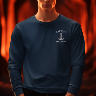 Vintage Nautical Anchor Rope kapten Namn T Shirt