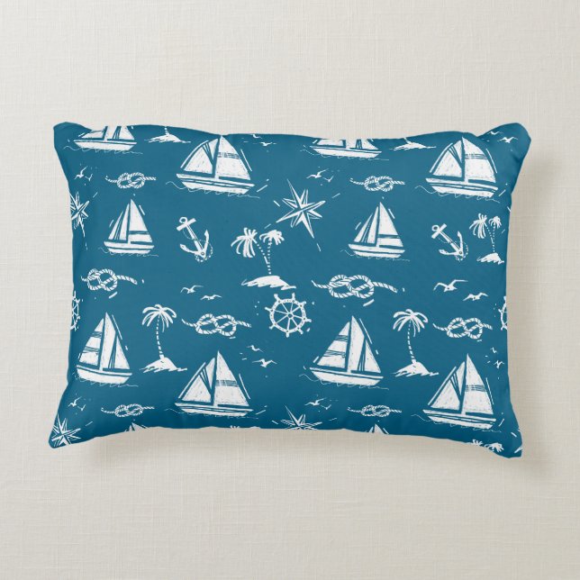 ’Vintage Nautical Äventyr’ Prydnadskudde (Baksidan)