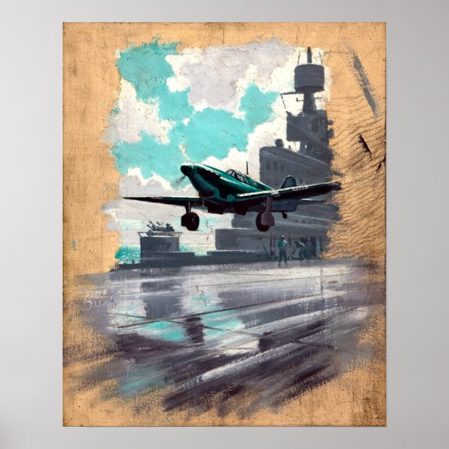 Vintage Nautical Aviation Art Poster (Framsidan)