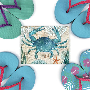 Vintage Nautical Blue Crab Vykort