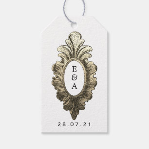 Vintage Nautical Bröllop Monogram Presentetikett