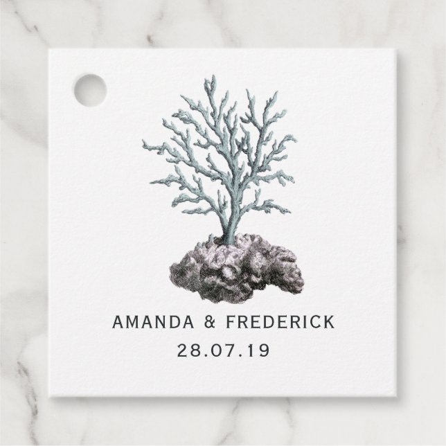 Vintage Nautical Bröllop Sjögräs Gåvor Etiketter (Framsida)