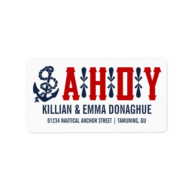 Vintage Nautical Bröllopsetiketter Adressetikett (Framsidan)