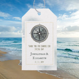 Vintage Nautical Compass Bröllop Presentetikett