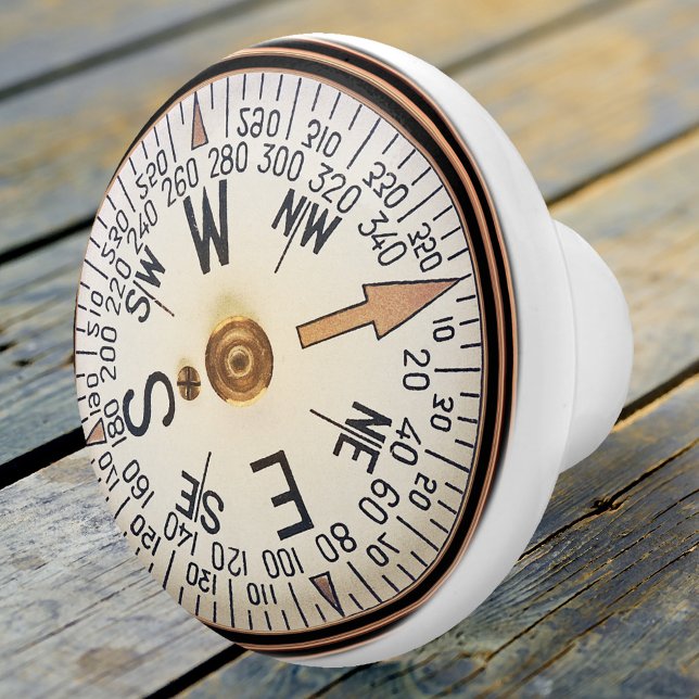 Vintage Nautical Compass Ceramic Knob Knopp (A vintage and nautical style ceramic door knob featuring a compass. Beautiful for a beach house)