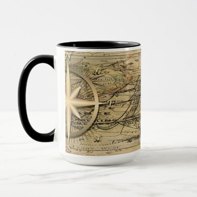 Vintage Nautical Compass Handsome Coffee Mugg (Vänster)