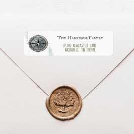 Vintage Nautical Compass Returadress Etikett