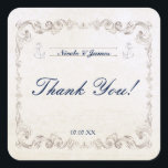 Vintage Nautical Elegant Beach Wedding Stickers Fyrkantigt Klistermärke<br><div class="desc">Vintage Nautical Elegant Beach Wedding Stickers. Matchande objekt är tillgängliga.</div>