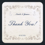 Vintage Nautical Elegant Beach Wedding Stickers Fyrkantigt Klistermärke<br><div class="desc">Vintage Nautical Elegant Beach Wedding Stickers. Matchande objekt är tillgängliga.</div>