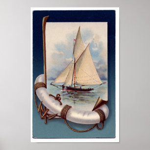 Vintage Nautical Frakt Art Print Poster
