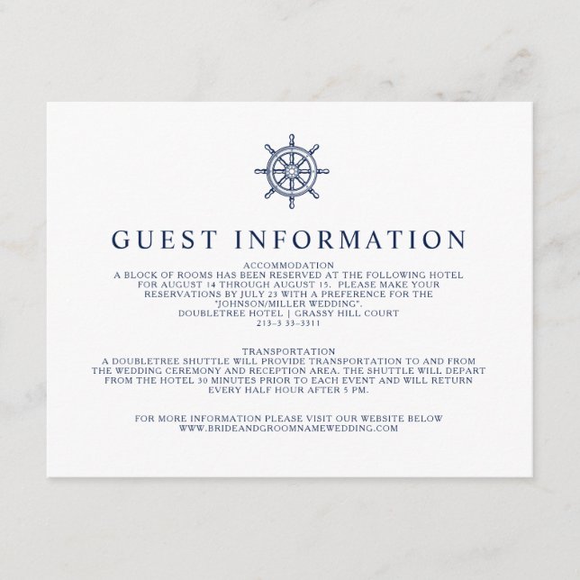 Vintage Nautical Frakt Wheest Information Tilläggskort (Framsida)