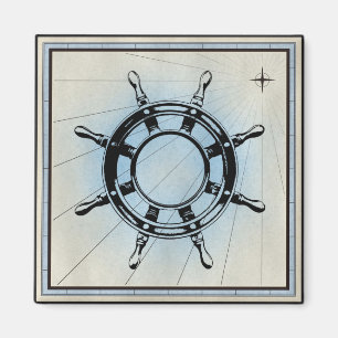 Vintage Nautical Frakts Wheel for Navigation Magnet