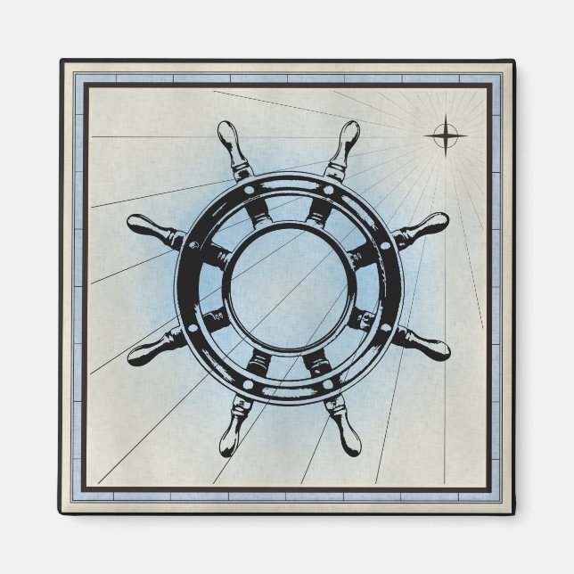 Vintage Nautical Frakts Wheel for Navigation Magnet (Framsidan)
