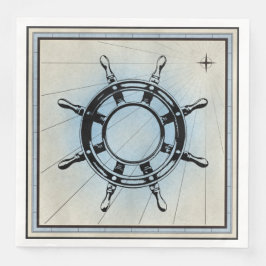 Vintage Nautical Frakts Wheel for Navigation Pappersservett