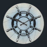 Vintage Nautical Frakts Wheel for Navigation Stor Klocka<br><div class="desc">Lägg till en nautisk beröring till din dekoration.</div>