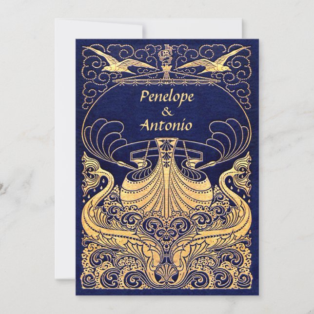 Vintage Nautical Gamla Fashioned bröllopsinbjudnin Inbjudningar (Framsida)