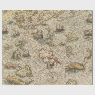 Vintage Nautical Karta Presentpapper