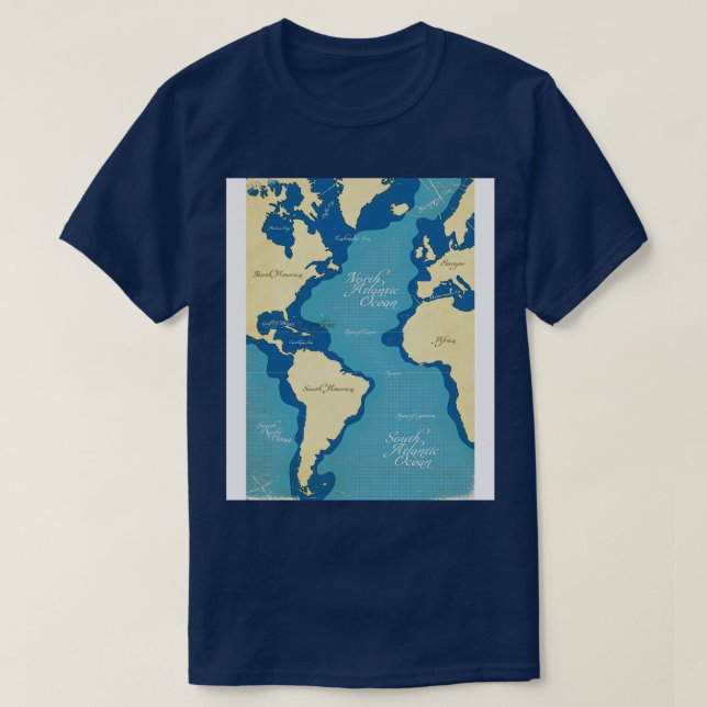 Vintage Nautical Karta T Shirt (Design framsida)