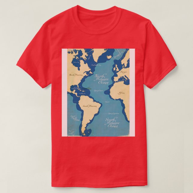 Vintage Nautical Karta T Shirt (Design framsida)