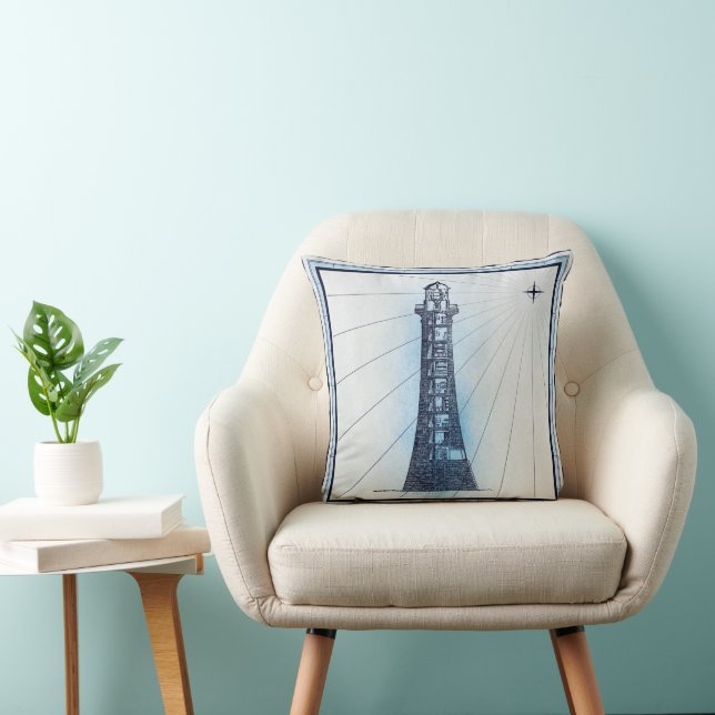 Vintage Nautical Lighthouse Kudde (Stol)