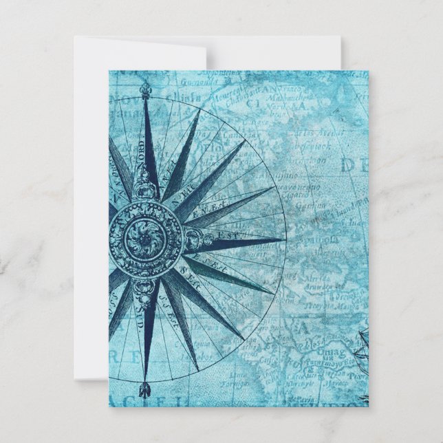 Vintage Nautical Navigation Compass Karta (Framsida)