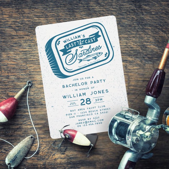 Vintage Nautical of Sardine Fishing Bachelor Party Inbjudningar (Skapare uppladdad)